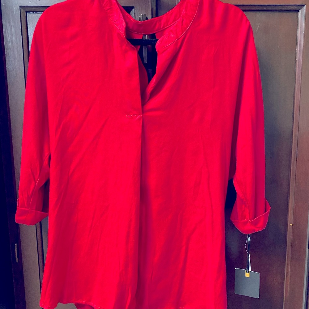 Takara Tunic Top Spilt Neck Blouse